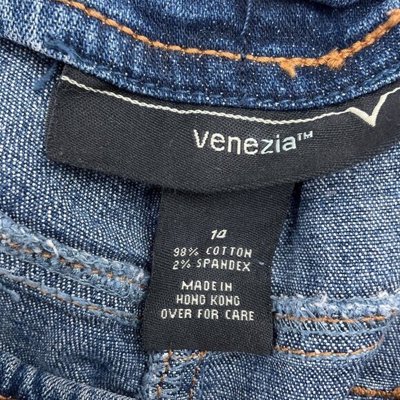 Venezia Skirt‎ Women 10 Blue A-Line Stone Wash Back Slit Denim Stretch VTG - Picture 3 of 8